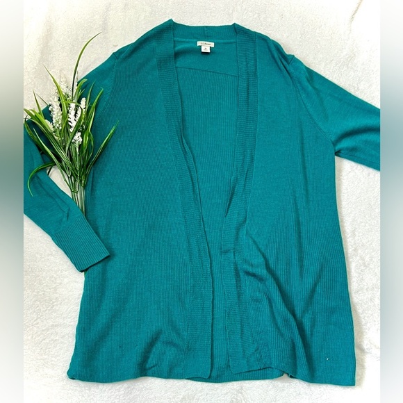 L.L Bean Teal 100% Merino Wool Cardigan - Medium - Picture 1 of 7